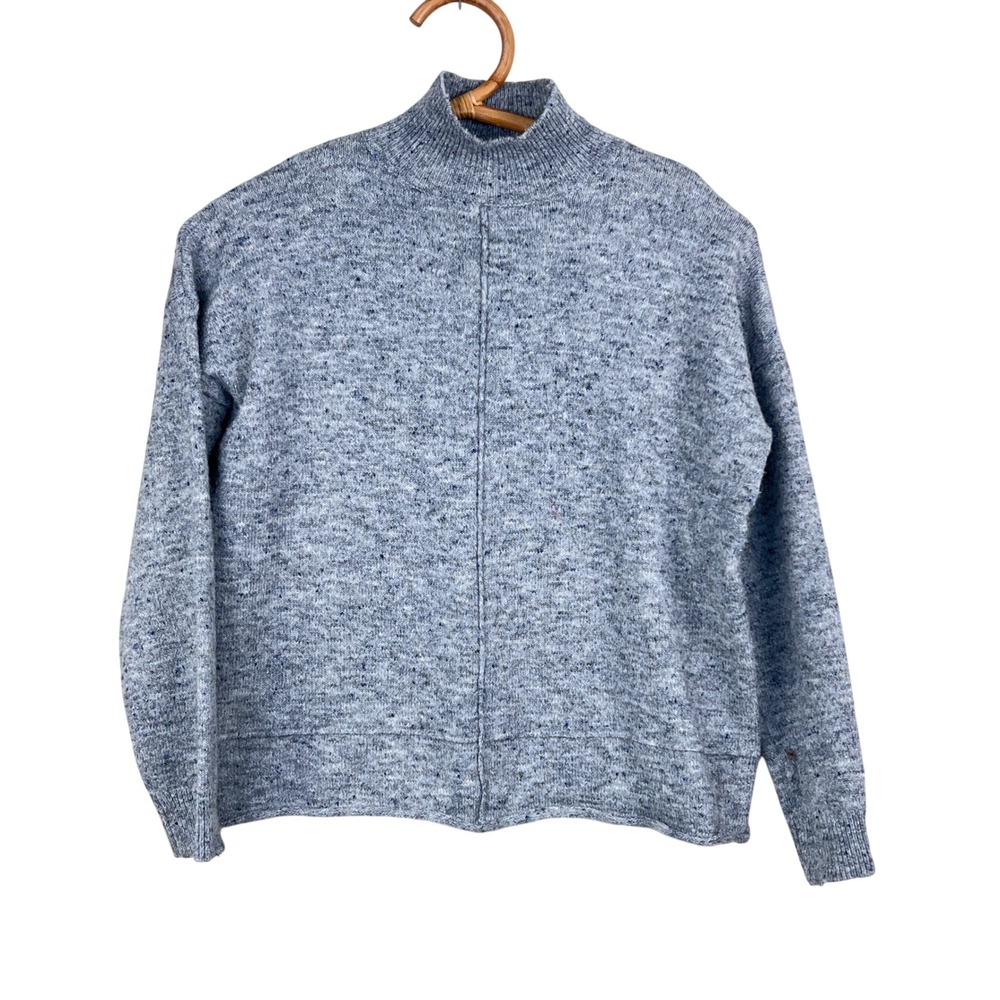 Minimalist Capsule Sweater Gray Mock Neck Womens Medium Blue‎ Gray Marled  Cozy